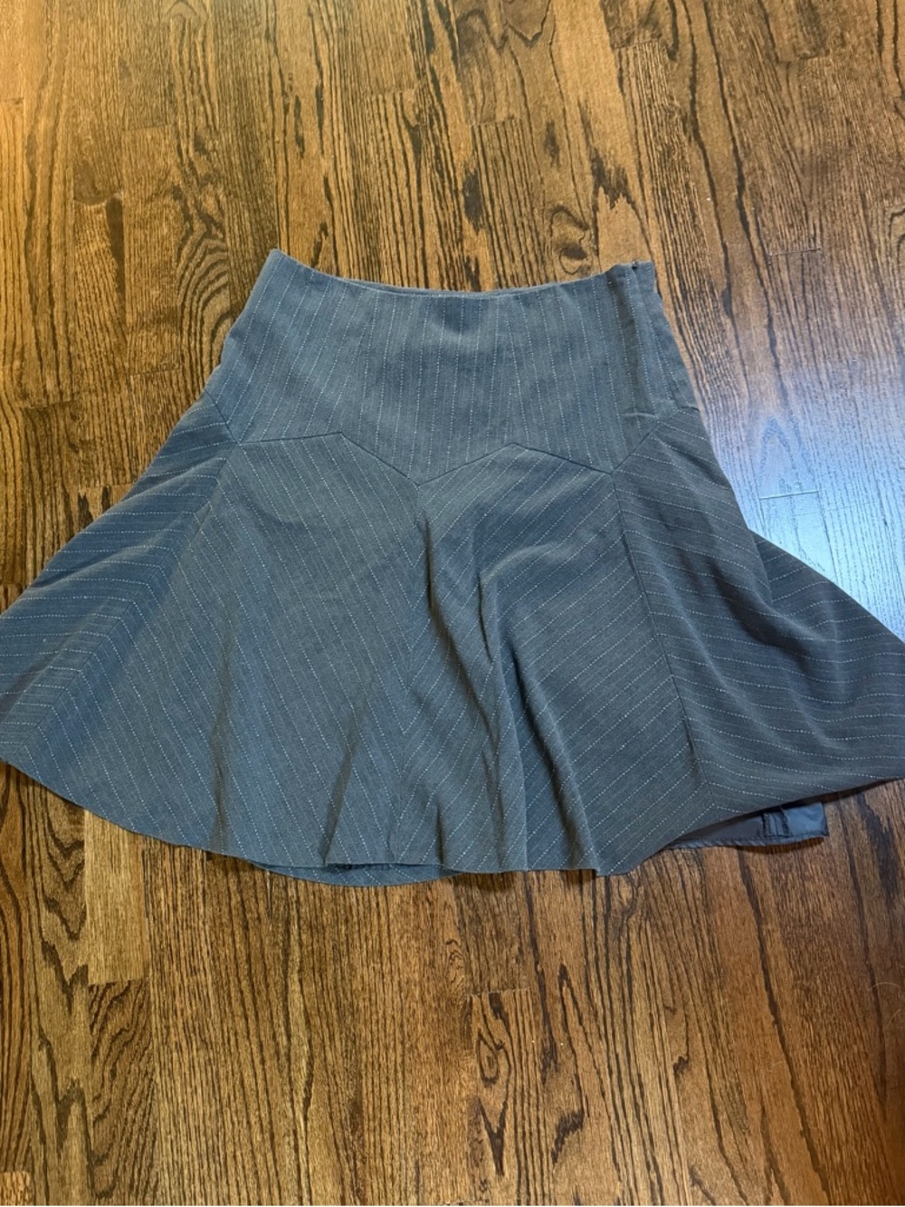 Gray Pinstripe A-Line Flared Skirt